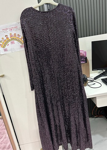 Kadın Mor Uzun Payetli Abiye Elbise - Görsel 3