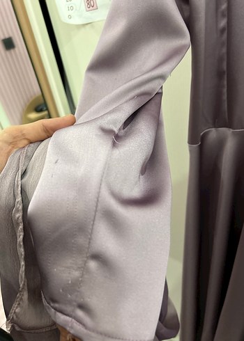 Mor Uzun Kollu Drapeli Kadın Elbise - Görsel 5