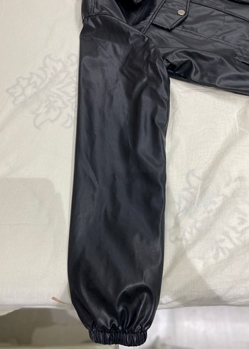 Düğmeli Siyah Kadın Deri Ceket - Görsel 6