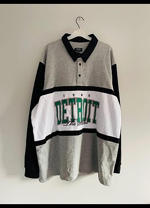 Detroit Oversize Polo Yaka Sweatshirt