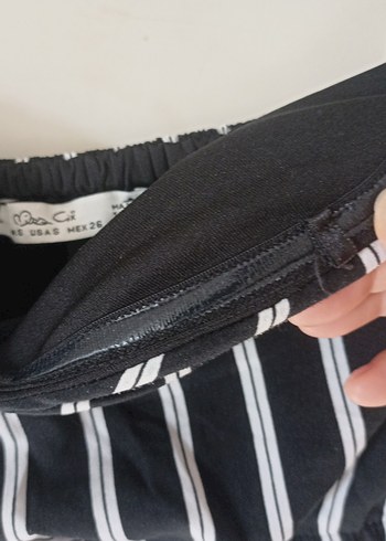 s Beden siyah Renk Kadın Siyah Çizgili Askılı Midi Tulum