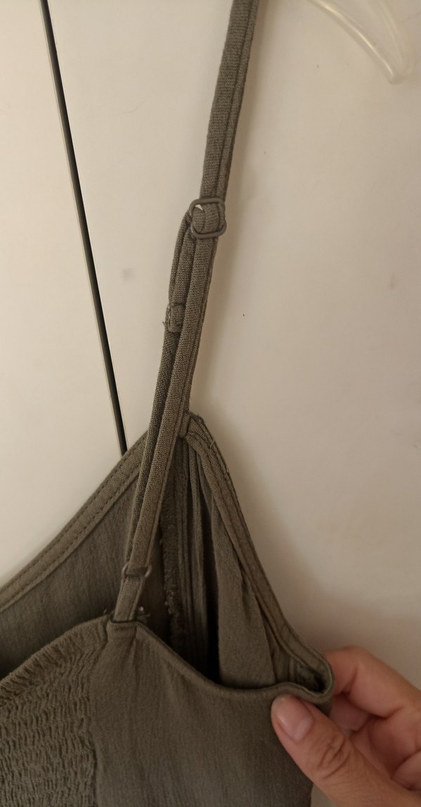 yeşil Keten Midi Askılı Elbise - Görsel 4