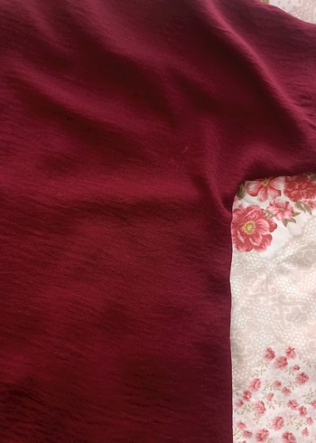 Bordo V Yaka Düğmeli Kadın Gömlek - Görsel 6