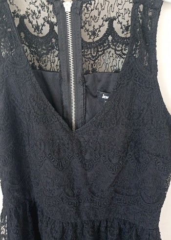 Siyah Dantel Detaylı Midi Kadın Elbise - Görsel 4