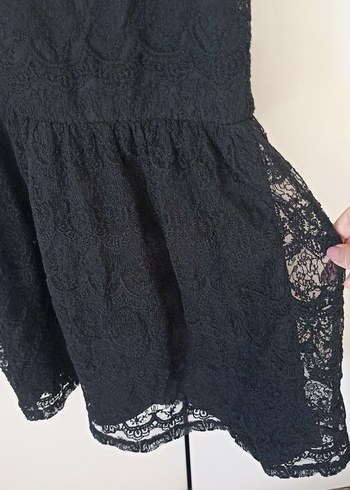 Siyah Dantel Detaylı Midi Kadın Elbise - Görsel 5