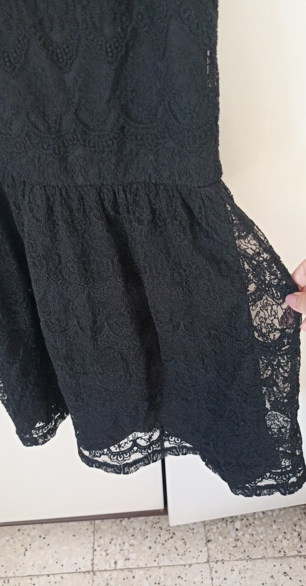 Siyah Dantel Detaylı Midi Kadın Elbise - Görsel 5