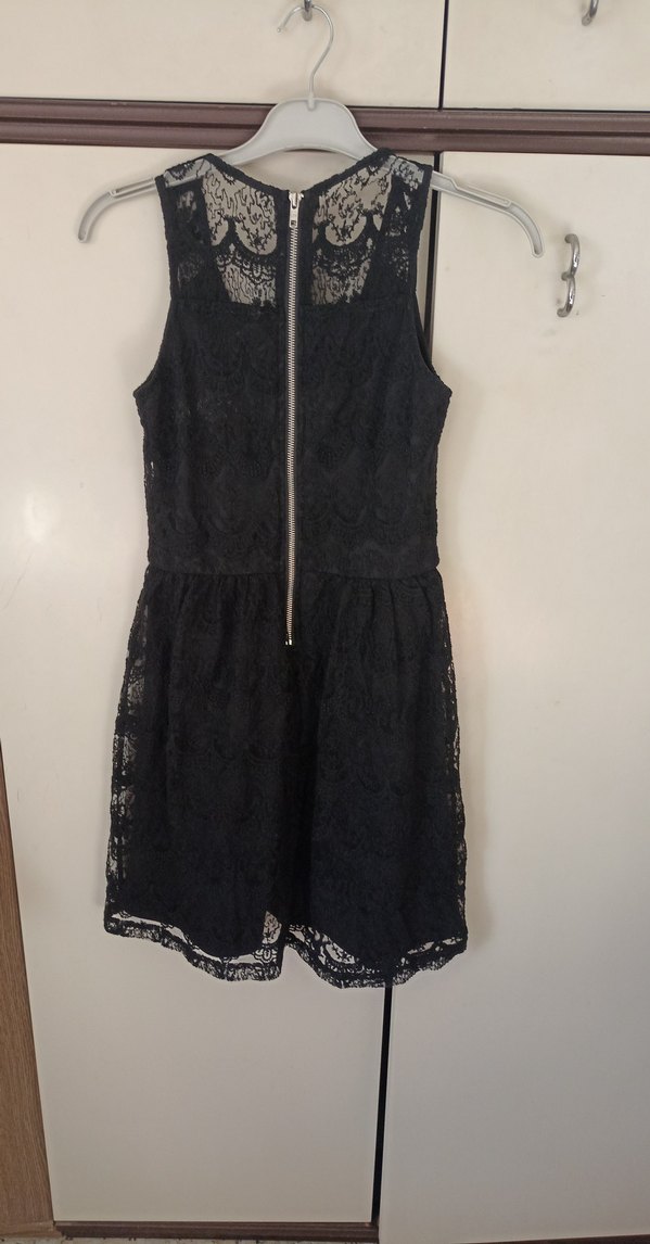 Siyah Dantel Detaylı Midi Kadın Elbise - Görsel 2