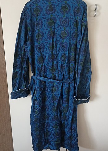 Kadın Lacivert Uzun Bağlamalı sabahlık - Görsel 2