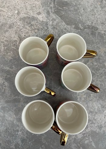 Renkli Çiçek Desenli Seramik Fincan Seti - Görsel 3