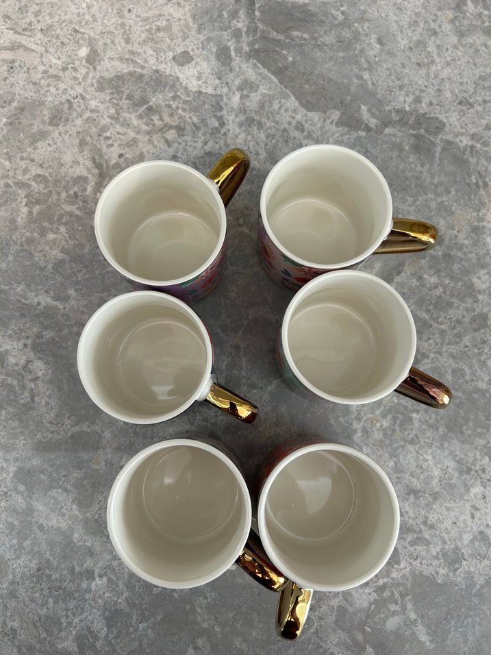 Renkli Çiçek Desenli Seramik Fincan Seti - Görsel 3