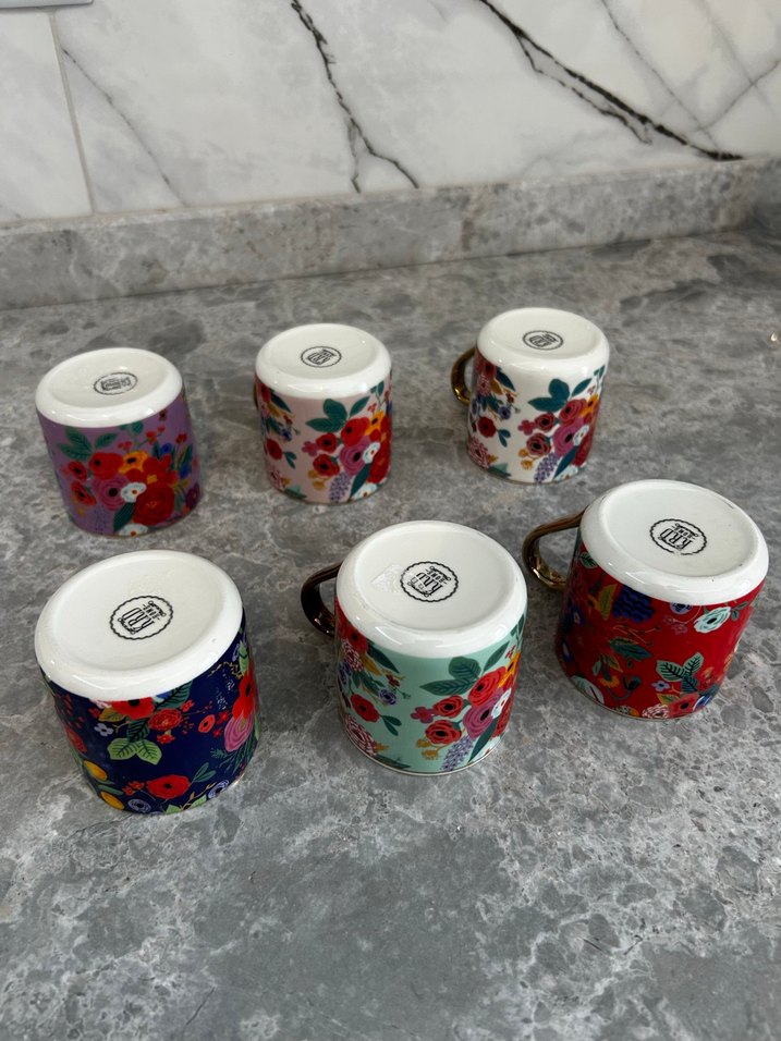 Renkli Çiçek Desenli Seramik Fincan Seti - Görsel 2