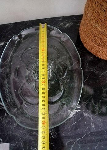 Şeffaf Çiçek Desenli Cam Tabak - Görsel 8