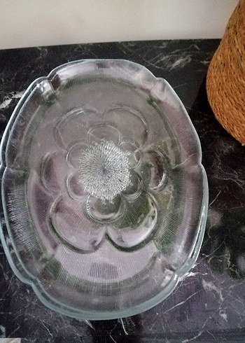 Şeffaf Çiçek Desenli Cam Tabak - Görsel 10