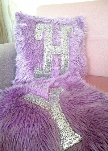 Lila Peluş Payetli Kırlent - Görsel 4