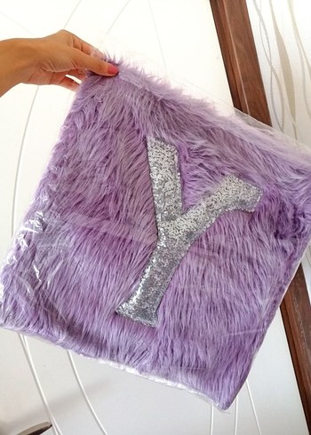 Lila Peluş Payetli Kırlent - Görsel 6