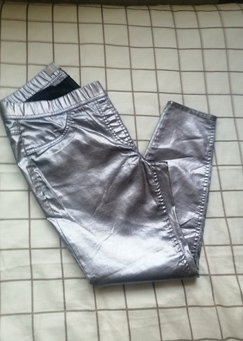 Gri Metalik Kadın Skinny Pantolon - Görsel 9