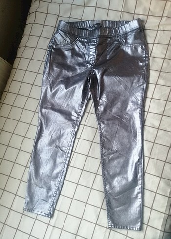 Gri Metalik Kadın Skinny Pantolon - Görsel 11