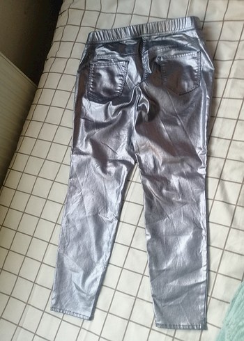 Gri Metalik Kadın Skinny Pantolon - Görsel 5