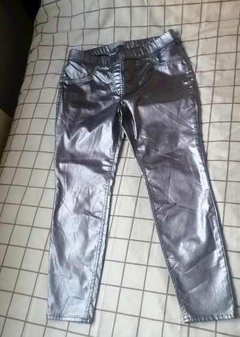 Gri Metalik Kadın Skinny Pantolon - Görsel 3