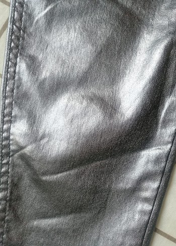 Gri Metalik Kadın Skinny Pantolon - Görsel 4