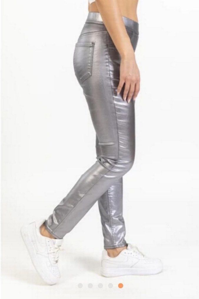 Gri Metalik Kadın Skinny Pantolon - Görsel 2