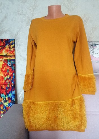 Püskül Detaylı Kadın Triko Tunik - Görsel 11