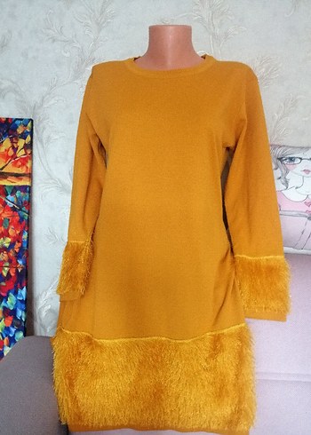 Püskül Detaylı Kadın Triko Tunik - Görsel 7