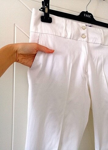 Zara Beyaz Kumaş Pantolon 
