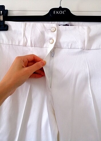 46 Beden beyaz Renk Beyaz Kumaş Pantolon 