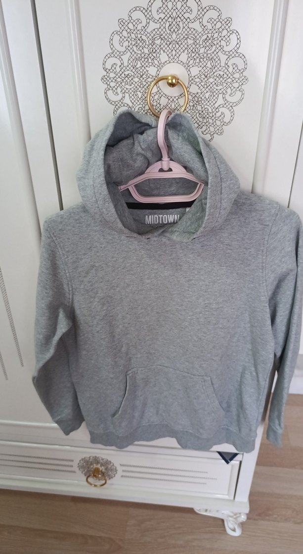 Gri Erkek Çocuk Kapüşonlu Sweatshirt - Görsel 5