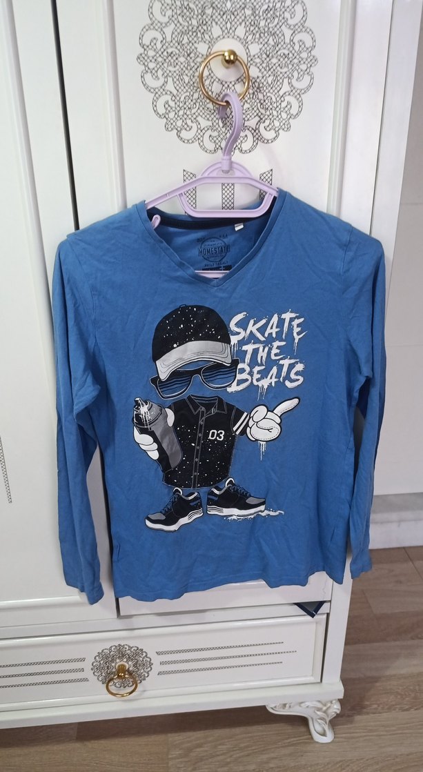 Mavi Baskılı Erkek Sweatshirt - Görsel 5