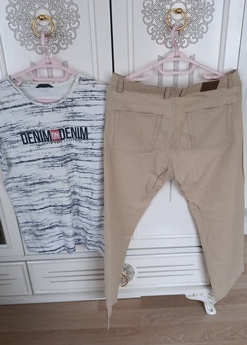 Bej Pamuklu Rahat Kesim Erkek Pantolon - Görsel 4