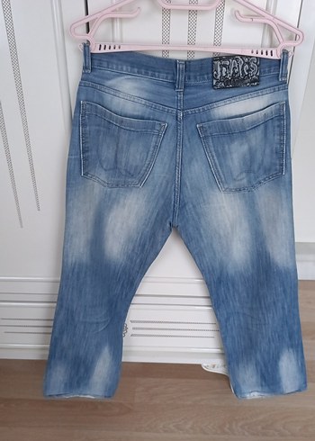 Kadın Mavi Bol Kesim Kısa Denim Pantolon - Görsel 4