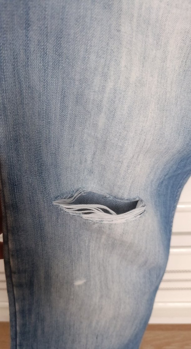 Kadın Mavi Bol Kesim Kısa Denim Pantolon - Görsel 2