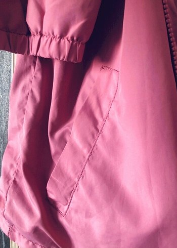 Pembe  Fermuarlı Rahat Kesim yağmurluk - Görsel 3