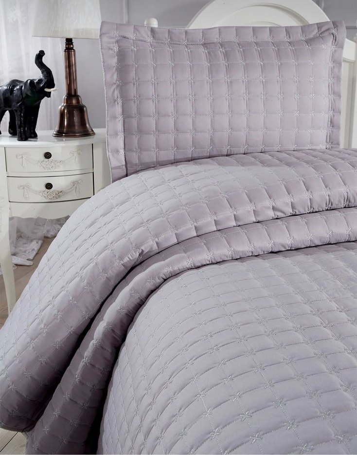 Gri Kareli Yatak Örtüsü - Görsel 2