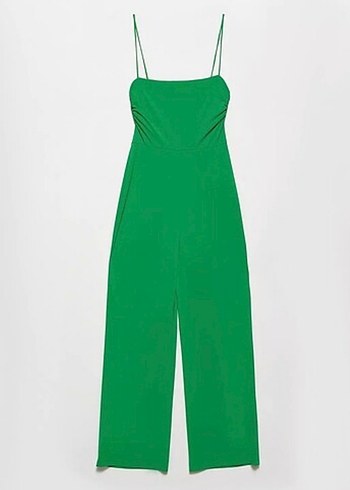 Yeşil Uzun İp Askılı Kadın Tulum - Görsel 2