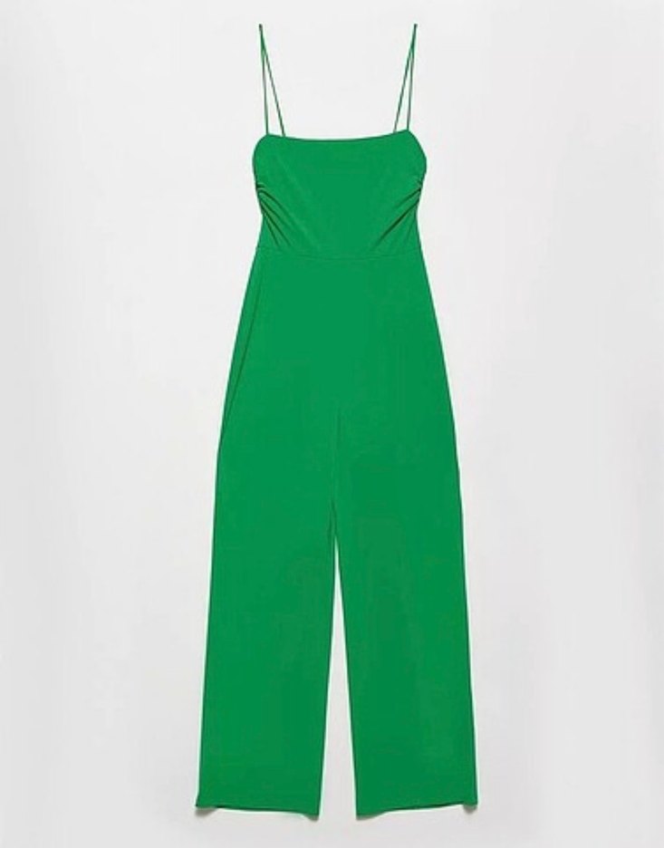 Yeşil Uzun İp Askılı Kadın Tulum - Görsel 2