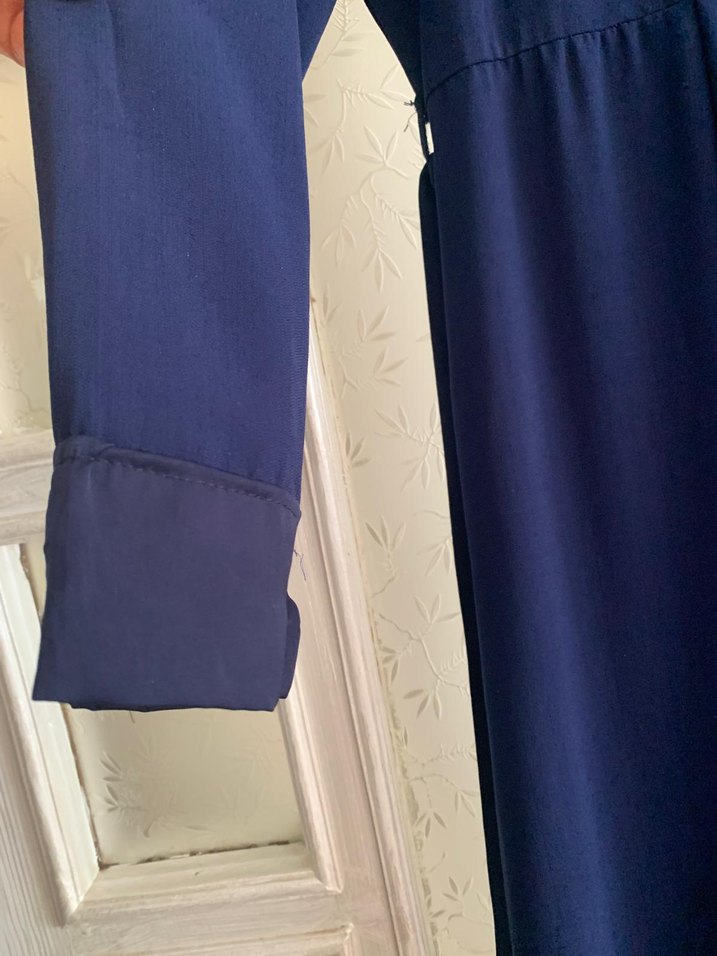 Lacivert Uzun şifon Elbise - Görsel 3