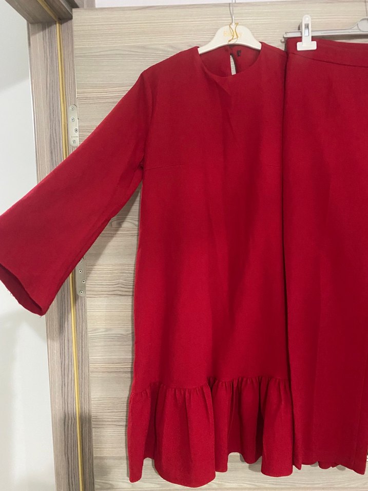 Kırmızı tunik Kadın Takım - Görsel 2