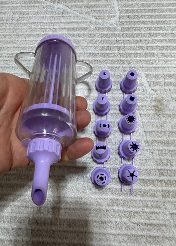 Mor Plastik Kurabiye ve krema Sıkma Aparatı Seti - Görsel 3