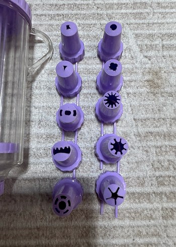 Mor Plastik Kurabiye ve krema Sıkma Aparatı Seti - Görsel 5