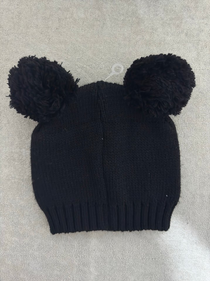 Çocuk Siyah  Örgü Ayıcıklı Bere - Görsel 2