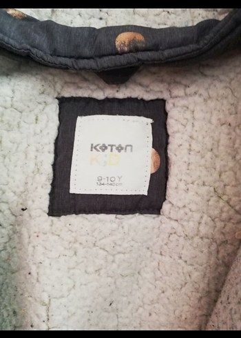 10 Yaş Beden Kız Çocuk Gri Polka Dot Kürklü Mont