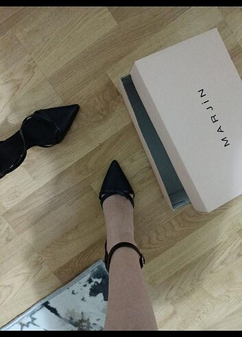 37 Beden Marjin Stiletto Bilekten Bağlamalı Topuklu Ayakkabı