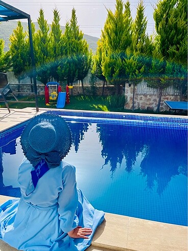 Beden mavi Renk Hasır şapka