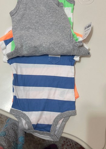 Çizgili Kısa Kollu Bebek Body - Görsel 3