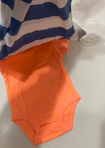 Çizgili Kısa Kollu Bebek Body - Görsel 4