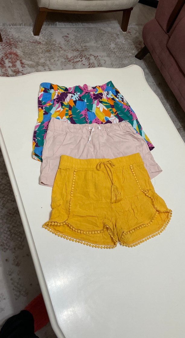 Renkli Pamuklu Püsküllü Bohem Şortlar - Görsel 3