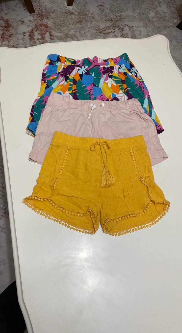 Renkli Pamuklu Püsküllü Bohem Şortlar - Görsel 2